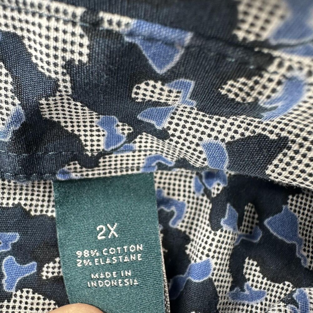 Perry Ellis Shirt Mens 2XL Blue Camo Print Short Sleeve Stretch Button Up Casual - Picture 5 of 9